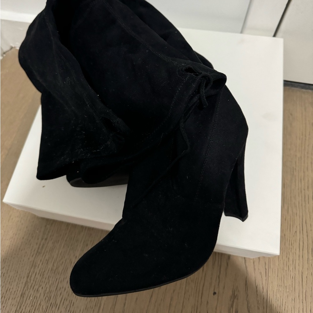 Steve Madden Black Faux Suede Over The Knee Boots
